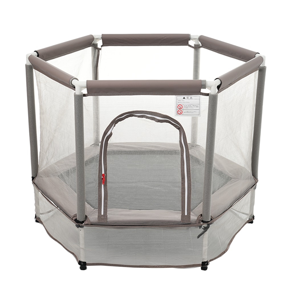 【2点購入で150OFF】品質良い!店舗お勧め! 【MS212266 ブラウン】トランポリン 子供用 ベビーサークル 安全ネット付き 安全カバー セーフティネット付き スプリング式 静音 大型 家庭用