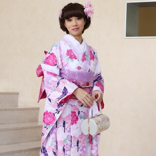 レンタル最大20日間 振袖 レンタル 成人式 セット20点フルセット白 ホワイト 紫 パープル ピンク 牡丹 桜 菊成人式から結婚式やフォーマルまで