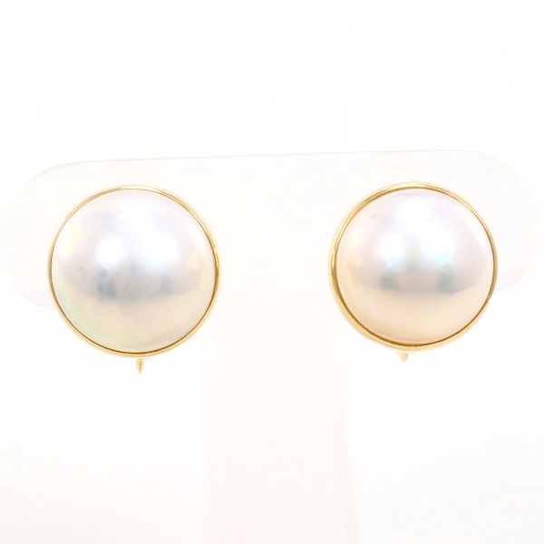 K18 18金 YG イヤリング マベパール(真珠) 中古