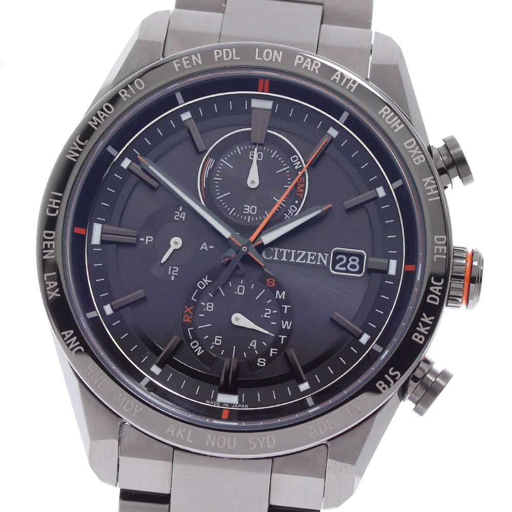 シチズン CITIZEN H800-T025871/AT8185-62E アクトライン ブラックチタン エコドライブ ソーラー電波 メンズ 極美品 箱・保証書付き_962255【中古】