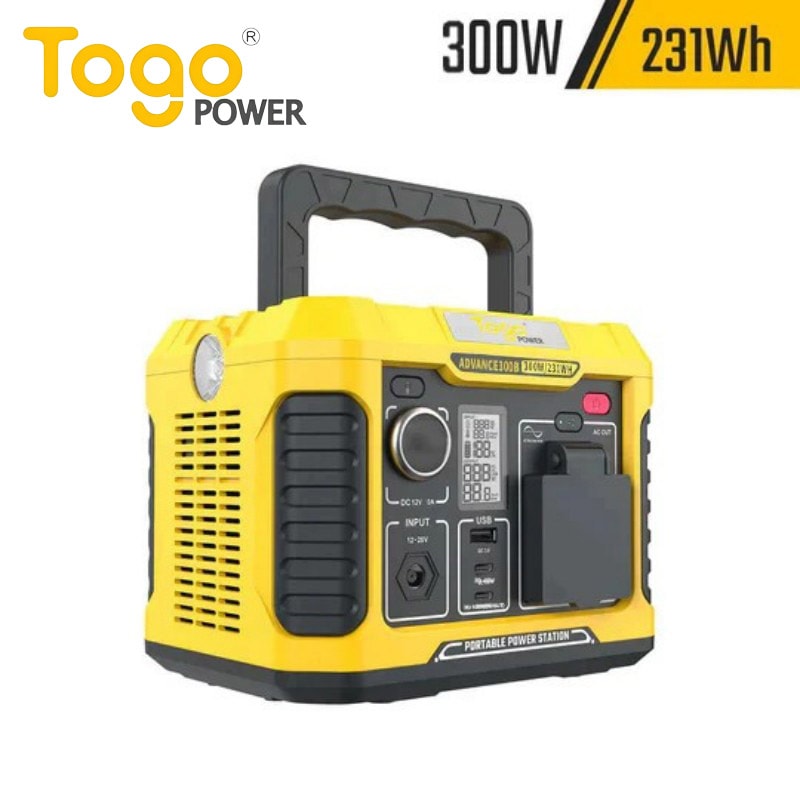 TogoPower ADVANCE300B ポータブル電源 300W 231Wh USB-A QC3.0 USB-C PD LEDライト 大容量 高出