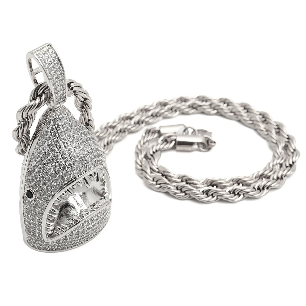 サメネックレス パヴェ [n432-silver]