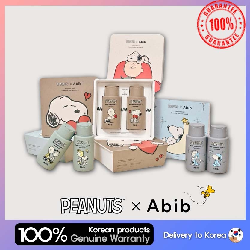 【企画限定】[PEANUTS x Abib] プラグラント ボディウォッシュ&ローション デュオセット 3種 Fragrant body Essential duo set 3types