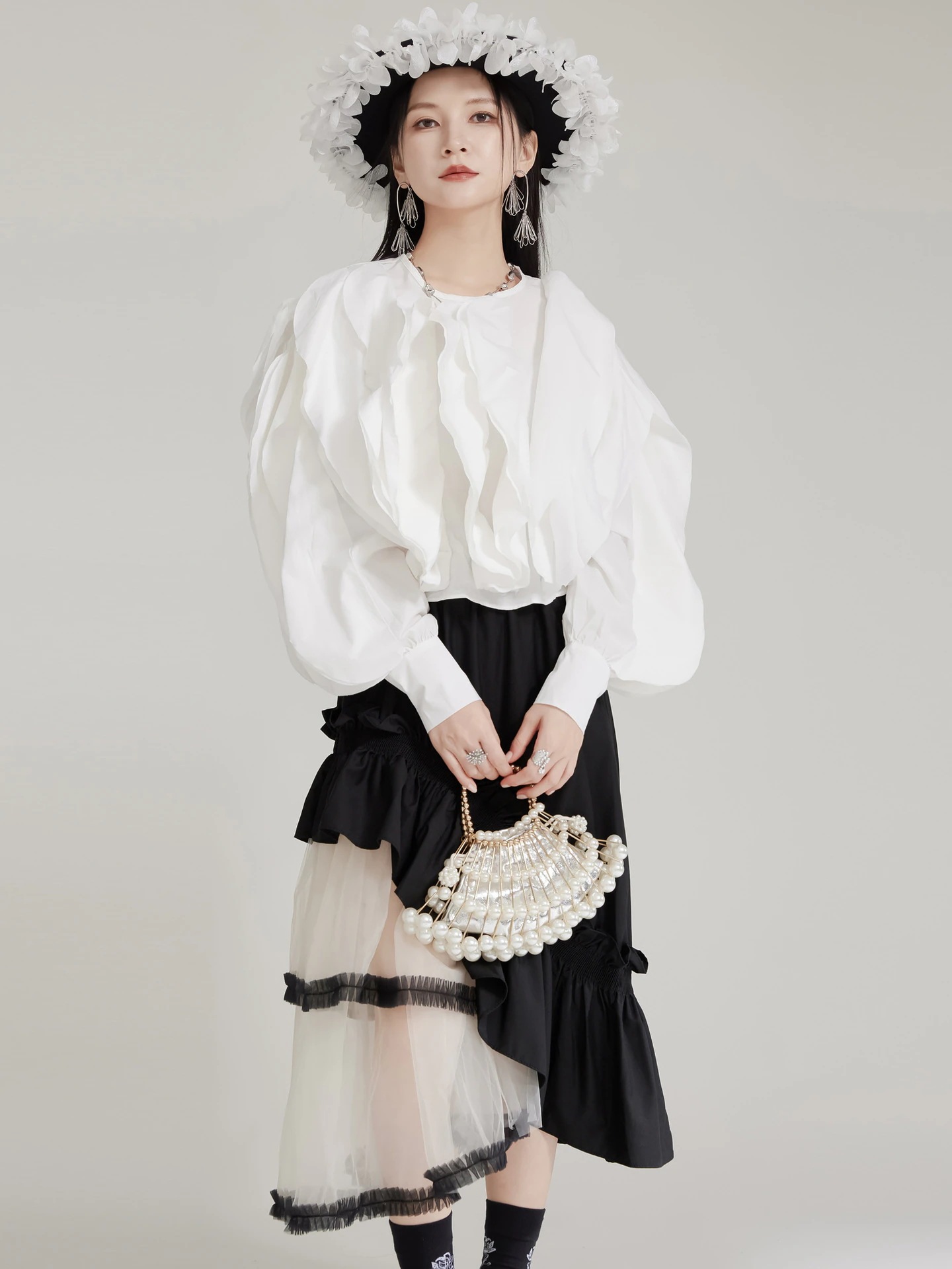 【J.Fashion】 宮廷風 フリフブラウス レディース ブラウス 個性的なデザイン 関連商品は店で購入可能 メガ割30%までに制限