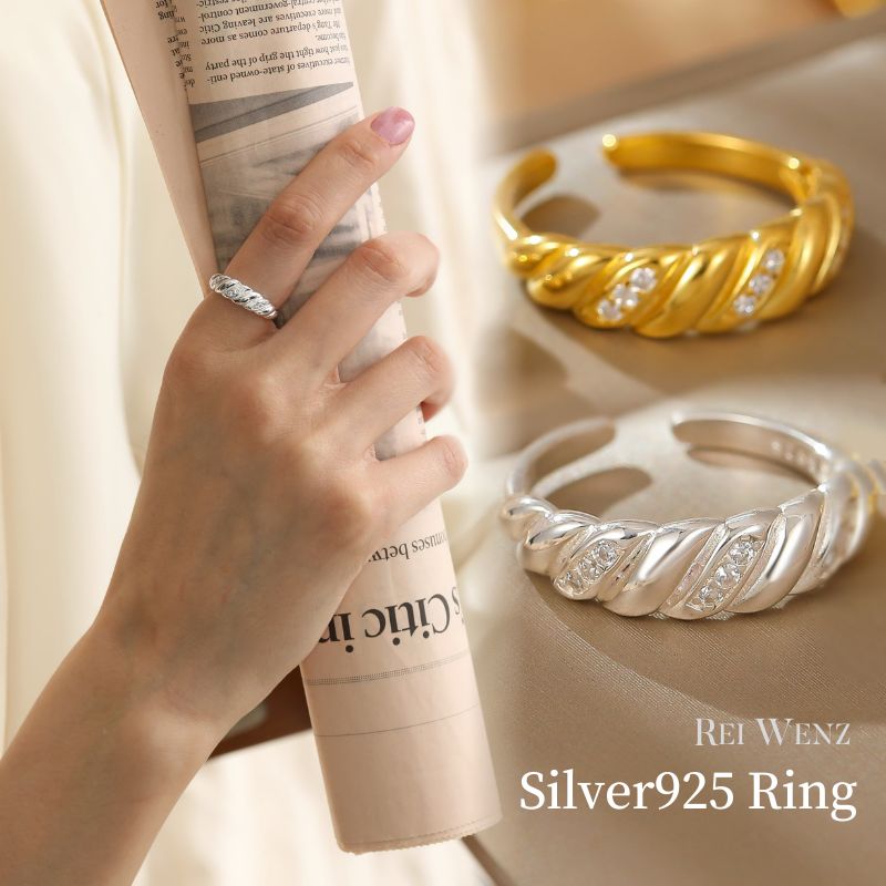 【高品質Silver925】シルバー リング ツイスト ジルコニア ニュアンス 華奢 レディース 重ね 金属アレルギー インスタ ゴールド おしゃれ オフィス プレゼント 人気 韓国 5,409円