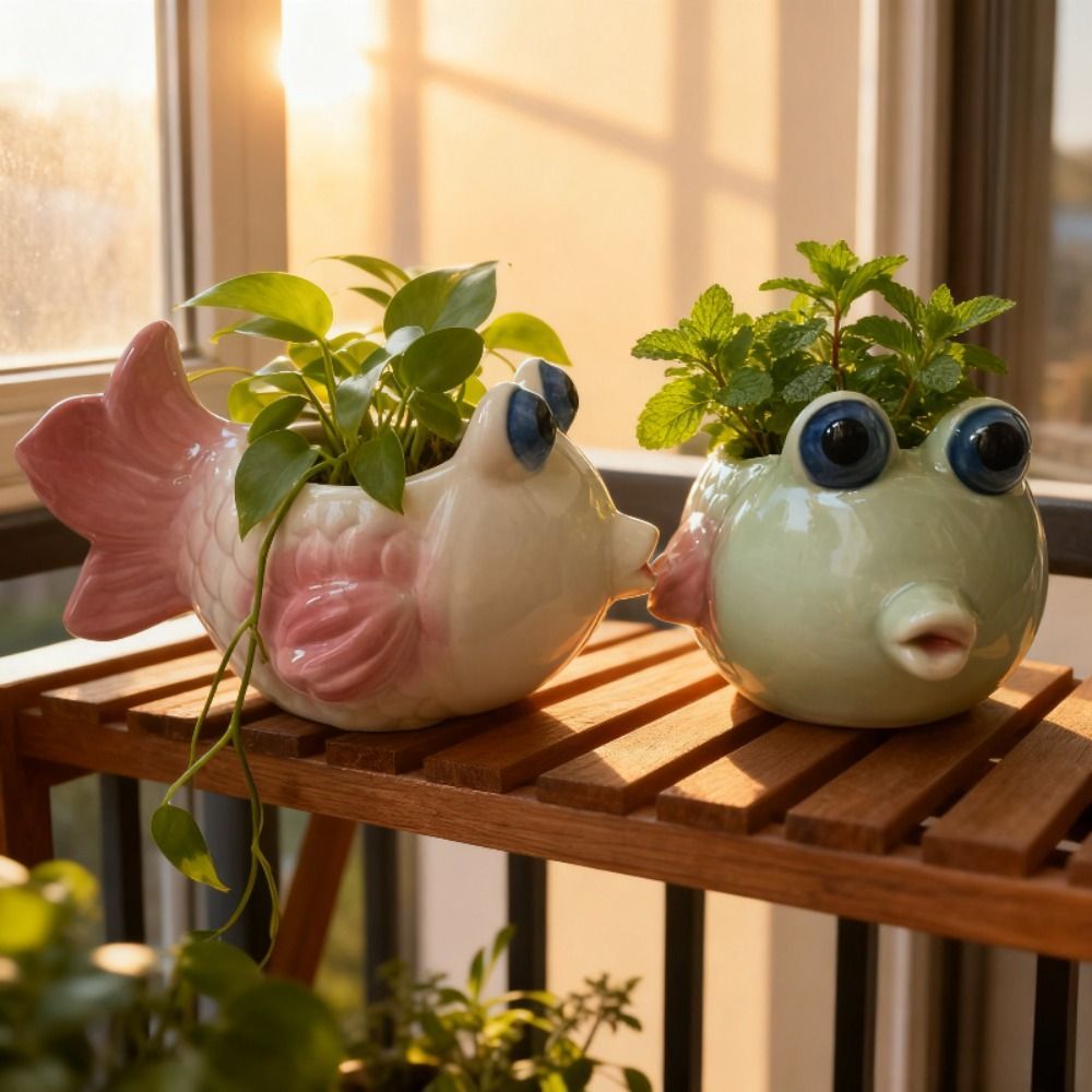 鉢植え 植木鉢 プランター プラントポット フラワーポット ガーデニング セラミック 屋内 屋外 インテリア 庭 玄関 金魚 2カラー ミニサイズ 多肉植物 サボテン 可愛い 室内 屋内ty437