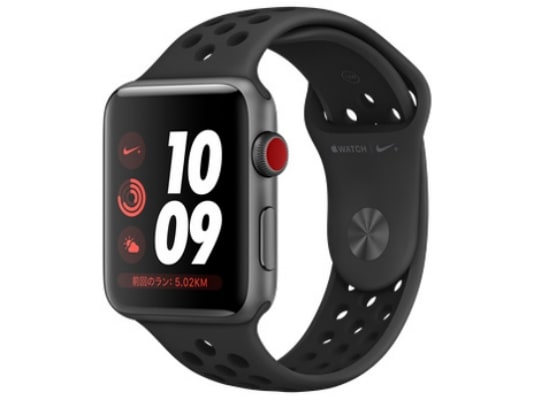 Apple Watch Ni ke+ Series 3 GPS+Cellularモデル 42mm MQMF2J/A [アンスラサイト/ブラックNi keスポーツバンド] 即納OK