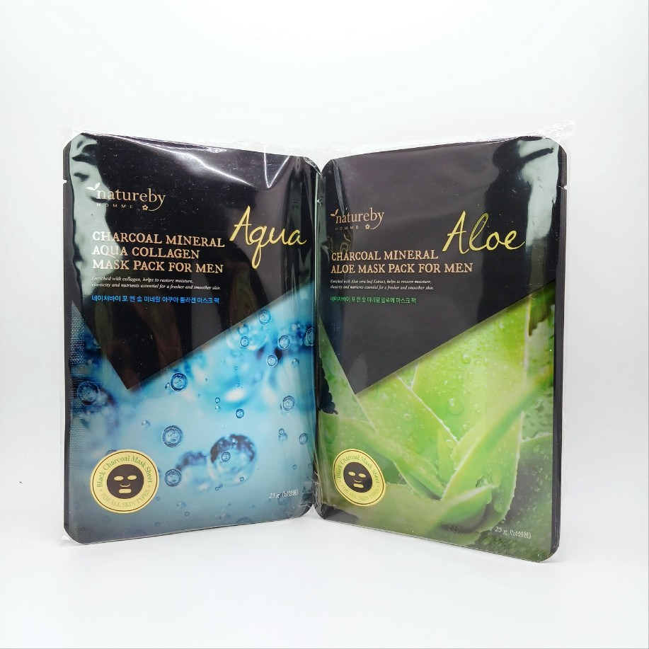 [大容量50枚]男性用マスクパック混合50枚（アロエ+コラーゲン）