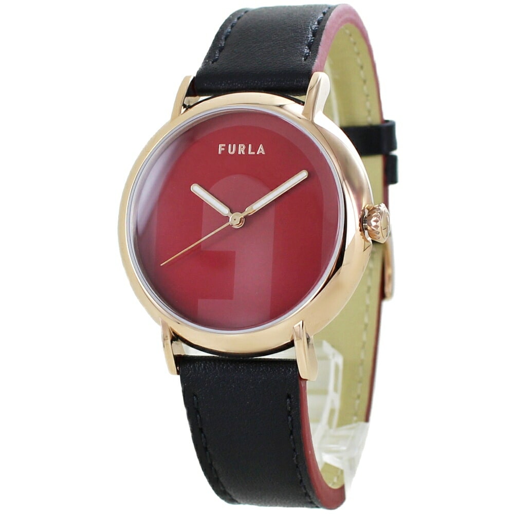 国内正規品 フルラ 腕時計 手表 レディース ブランド 革ベルト 赤 レッド 文字盤 ブラック レザー シンプル かわいい 大人 女性 誕生日プレゼント 女友達 母 妻 彼女 記念日 お祝い ギフト