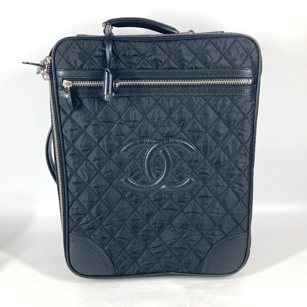 キャリーバッグ A33107 CC ロゴ ココマーク パリ ニューヨークライン マトラッセ キルティング スーツケース 2輪 旅行バッグ レザー/ナイロン ブラック