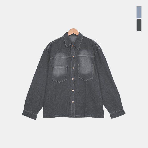 メンズ デイリー スナップ ワーク ジャケット ビンテージ デニム ウォッシング シャツ SGAU007