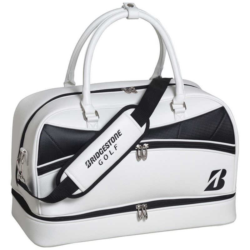 ブリヂストン　ゴルフ用品 キャディバッグ 2層式ボストンバッグ ［L48×W24×H33cm］ ホワイト×ブラック　BB2611