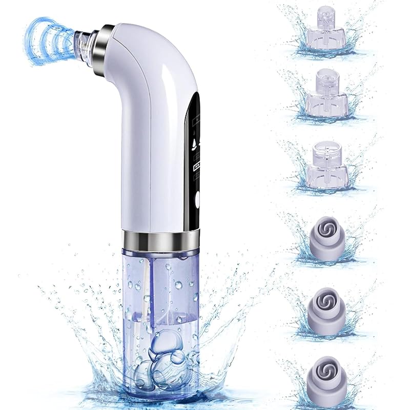 【令和6年新版】毛穴吸引器 【水槽分離毛穴洗浄型】 真空吸引技術 水流式 美容液対応 美顔器 クリーナー 6種類吸引ヘッド 【シリコンヘッド&ハードヘッド】 3段階吸引力 USB充電式 LEDディスプ