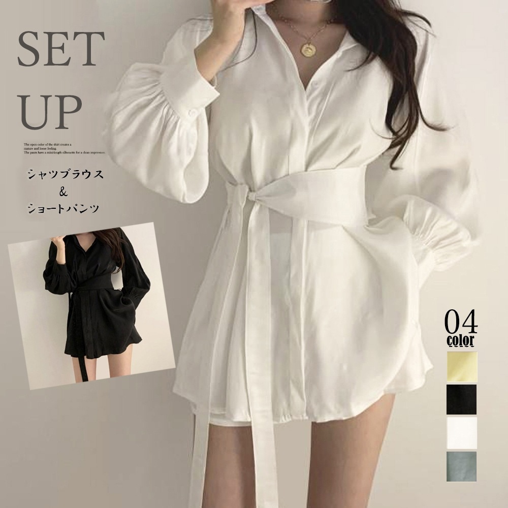 国内即納 セットアップ レディース 春夏 シャツ 6,350円