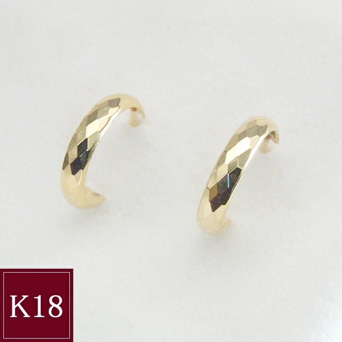 ピアス k18 K18 18金 ジュエリー フープピアス カッティング レディース アクセサリー 地金 品番ma-0452 2営業日前後の発送予定