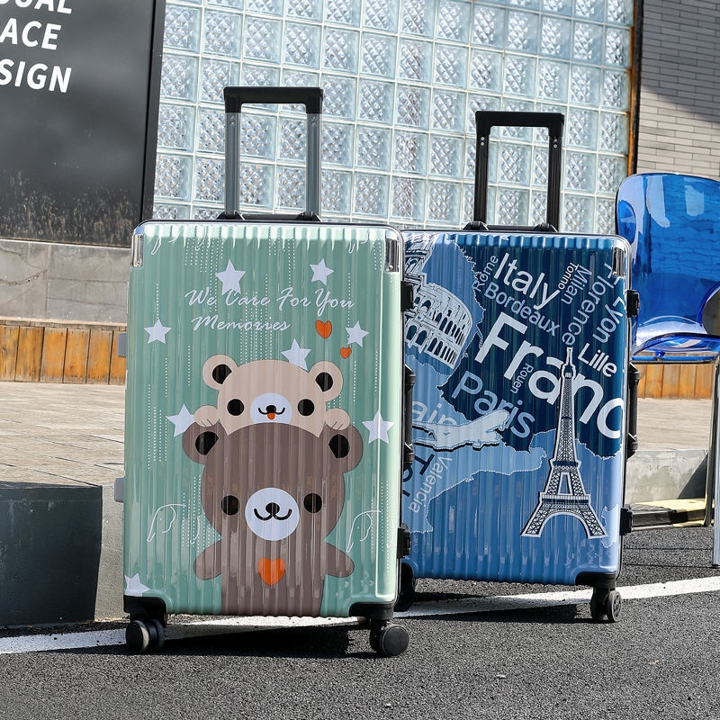 2024新しい女性用スーツケースインインターネットセレブグラフィティトロリーケース小さな20インチスーツケース24パスワードレザースーツケース男の子用