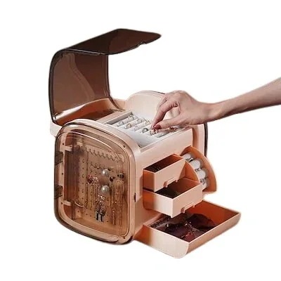 デスクトップシンプルキューブアクセサリーボックス多層引張式ピアスネックレス指輪収納ボックス30%までに制限