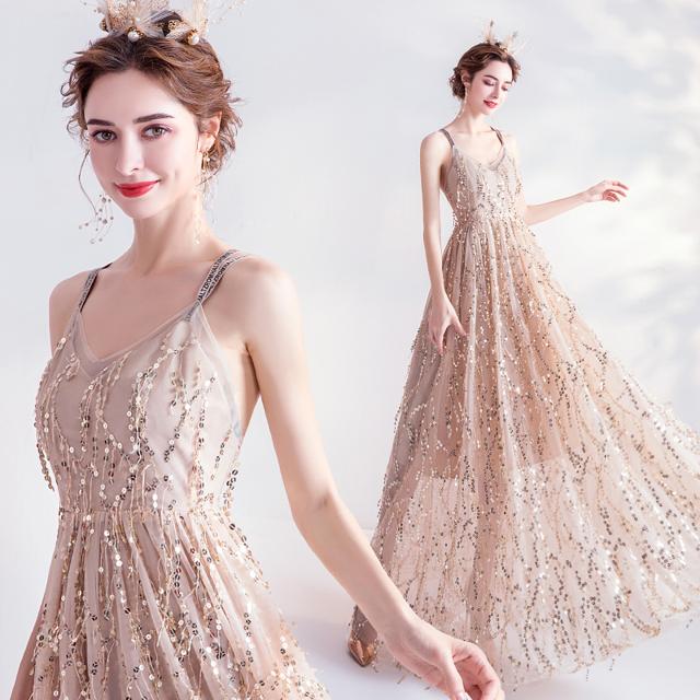 パーティードレス ロング ドレス フォーマル イブニングドレス ロング丈 マキシ丈 大きいサイズ xl 2xl 3xl 演奏会 結婚式 ドレス ノースリーブ ゴージャス フレア ビーズ ラメ スパンコ