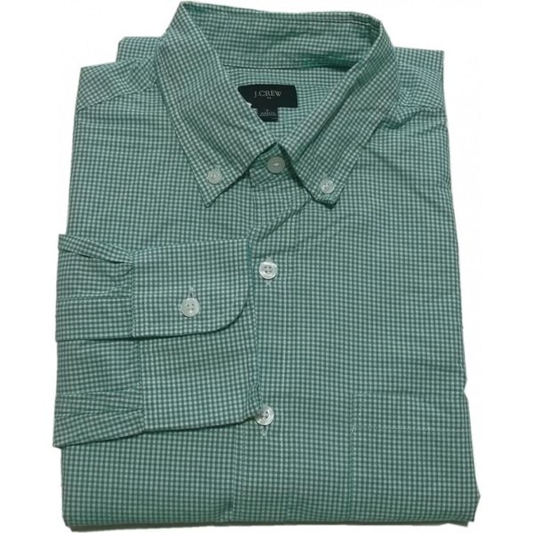 ジェイクルー 長袖 ギンガムチェック ボタンダウンシャツ グリーン J.CREW JC2-032