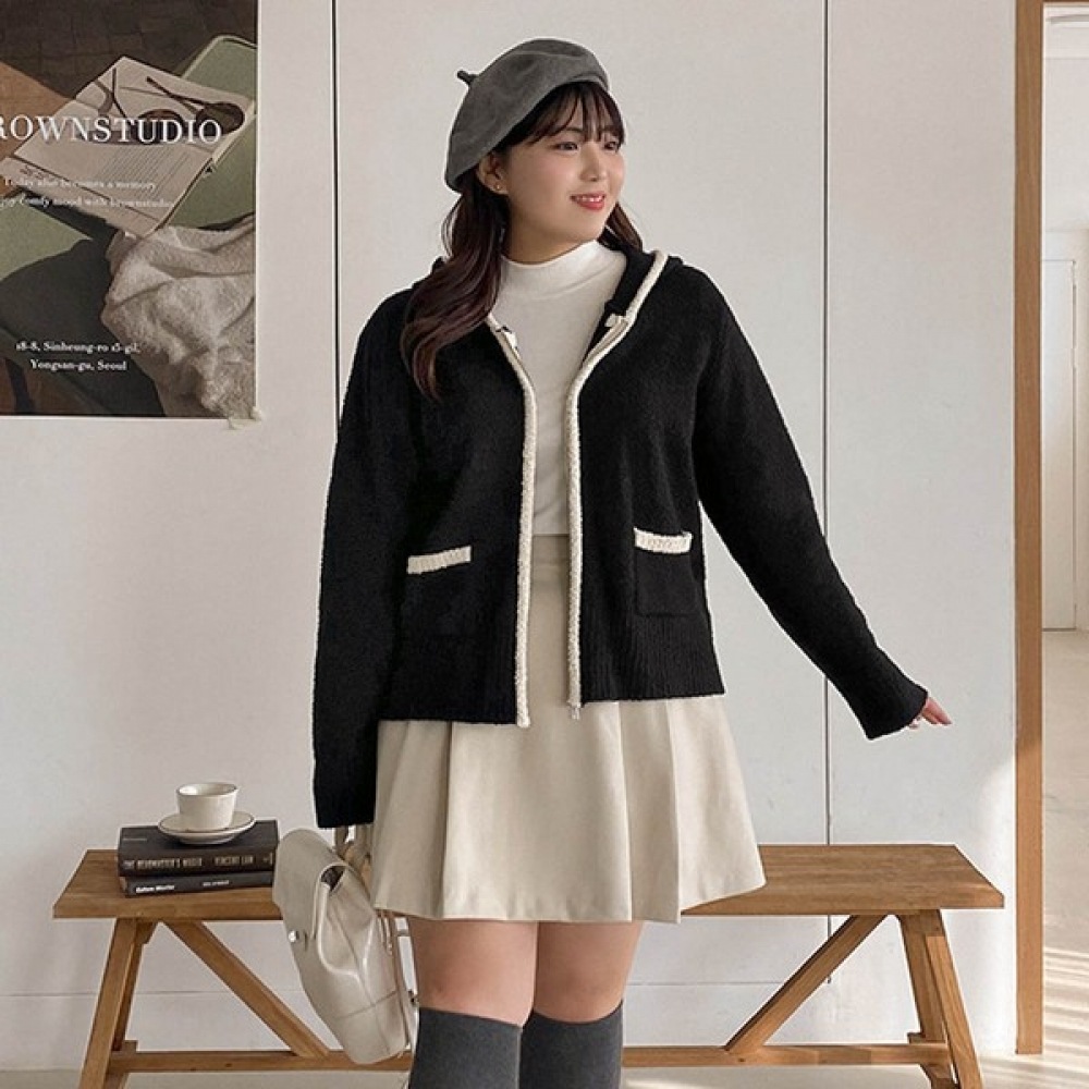 (JSTYLEのイーブレット) イーブレットミルティーンカラーニットパーカージップアップJスタイル