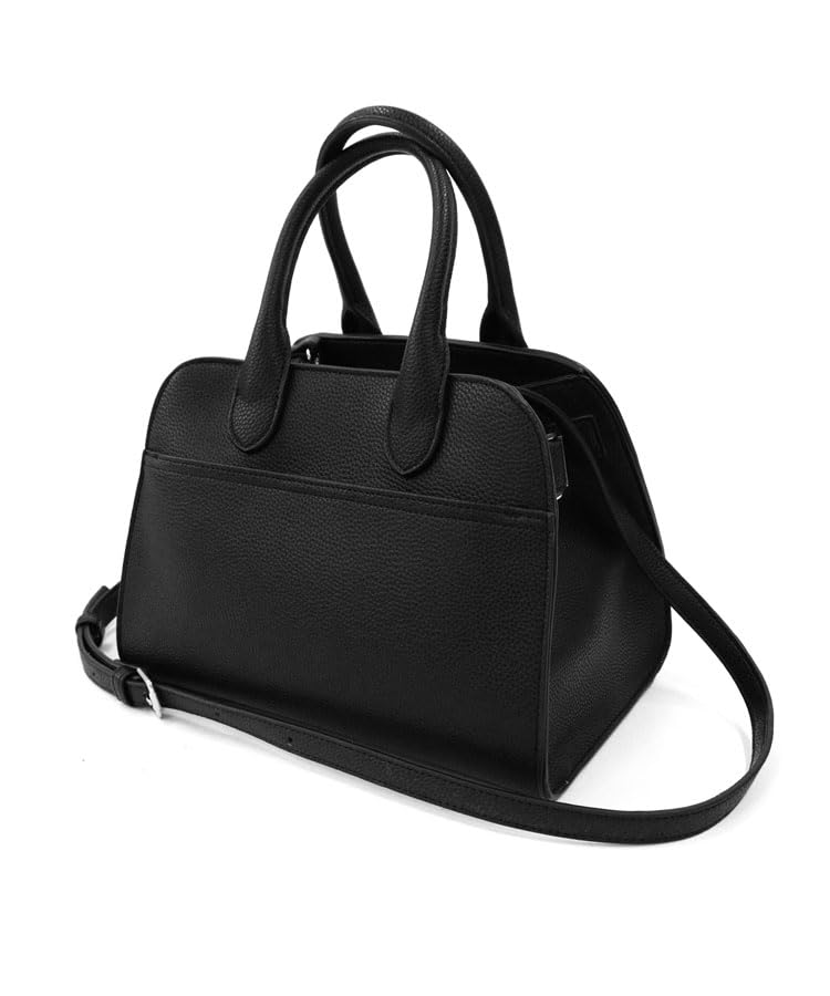 [DONOBAN] レディース バッグ トートバッグ ボストンバッグ ショルダー付き 2way サイドベルト 仕事 軽量 軽い 鞄 シンプル 自立 合成皮革 小さめ デイリーバック(ブラック OneS