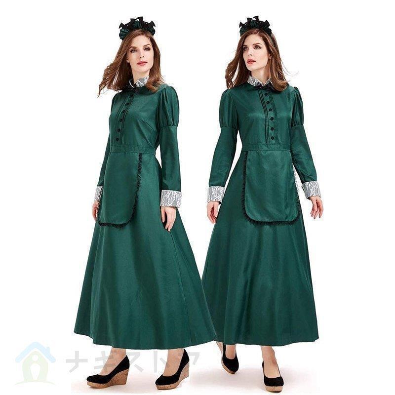 洋館 メイド服 ハロウィン コスプレ コスム 仮装 長袖 ロング コスム 大きめ エプロン カシャ 5,957円