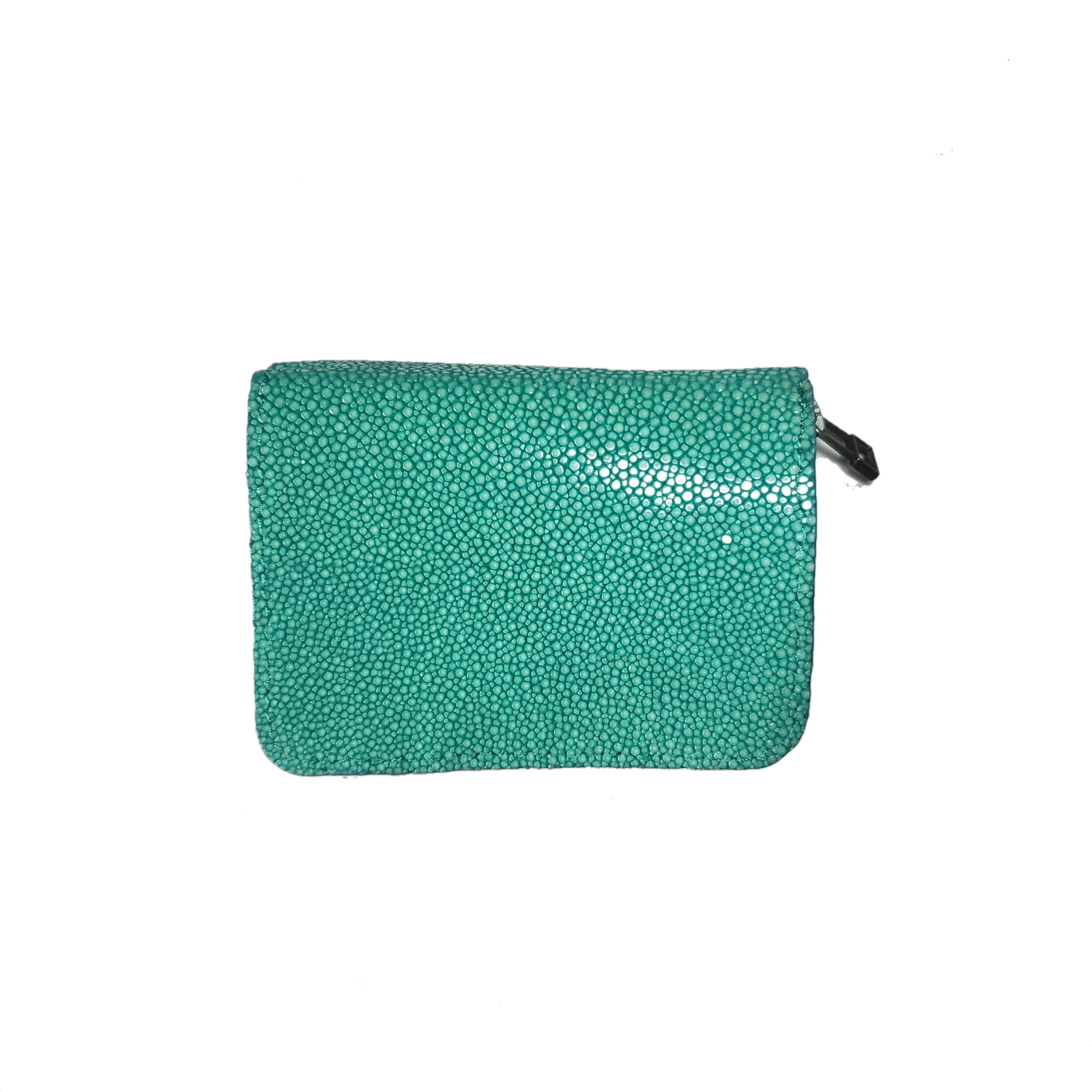 泳ぐ宝石 エイ革 ガルーシャ レディースメンズ ミニ財布 ポリッシュ エメラルドグリーン