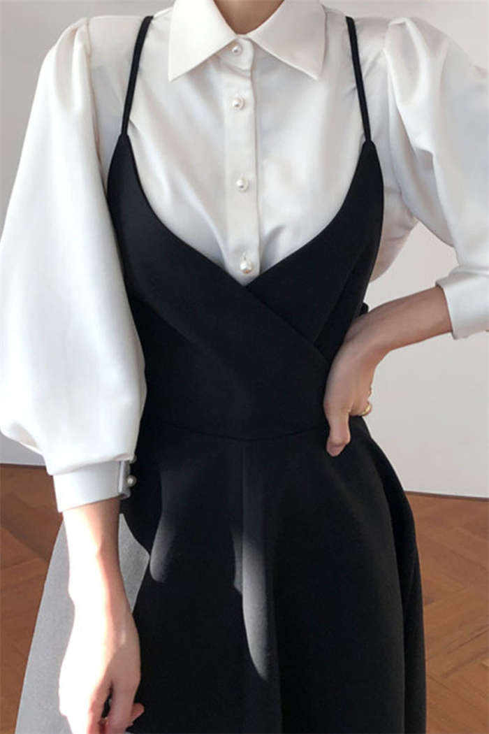 サロペットワンピース ジャンパースカート 黒 ワンピース ロング レディース サスペンダー おしゃれ ロング丈 ゆったり Aライン きれいめ シンプル かっこいい バッククロス カシュクール Vライン