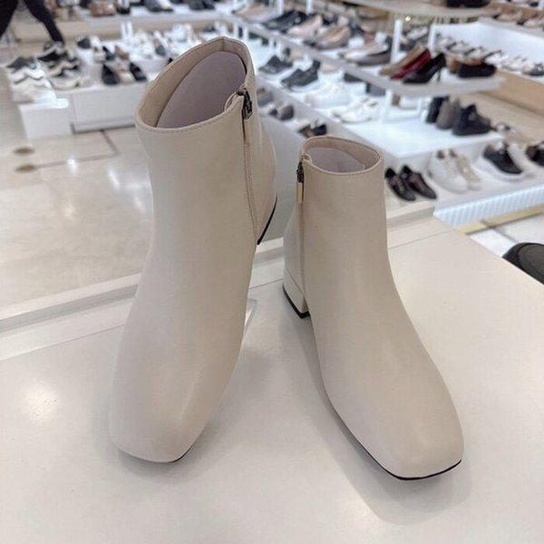 女性クラシックプレーンアンクルブーツ 322613 AQ アイボリー