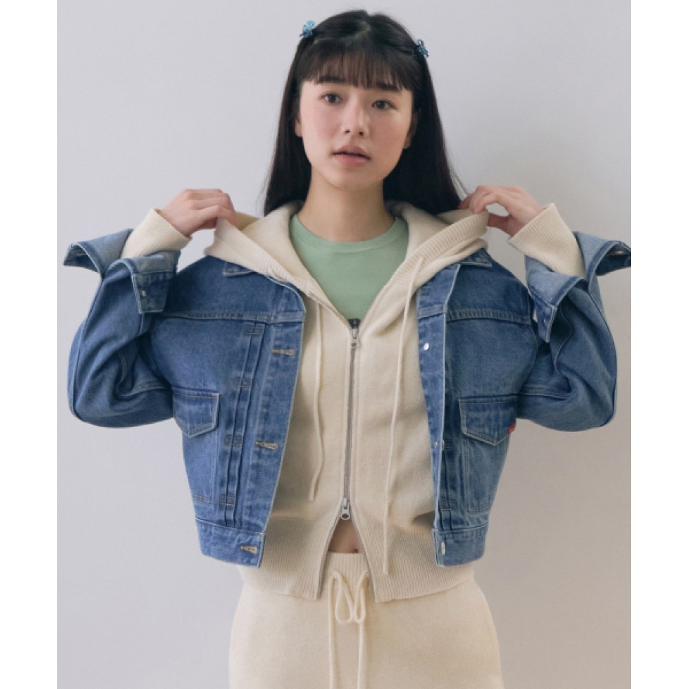 COVERNAT 女性用デニムトラッカージャケットブルー