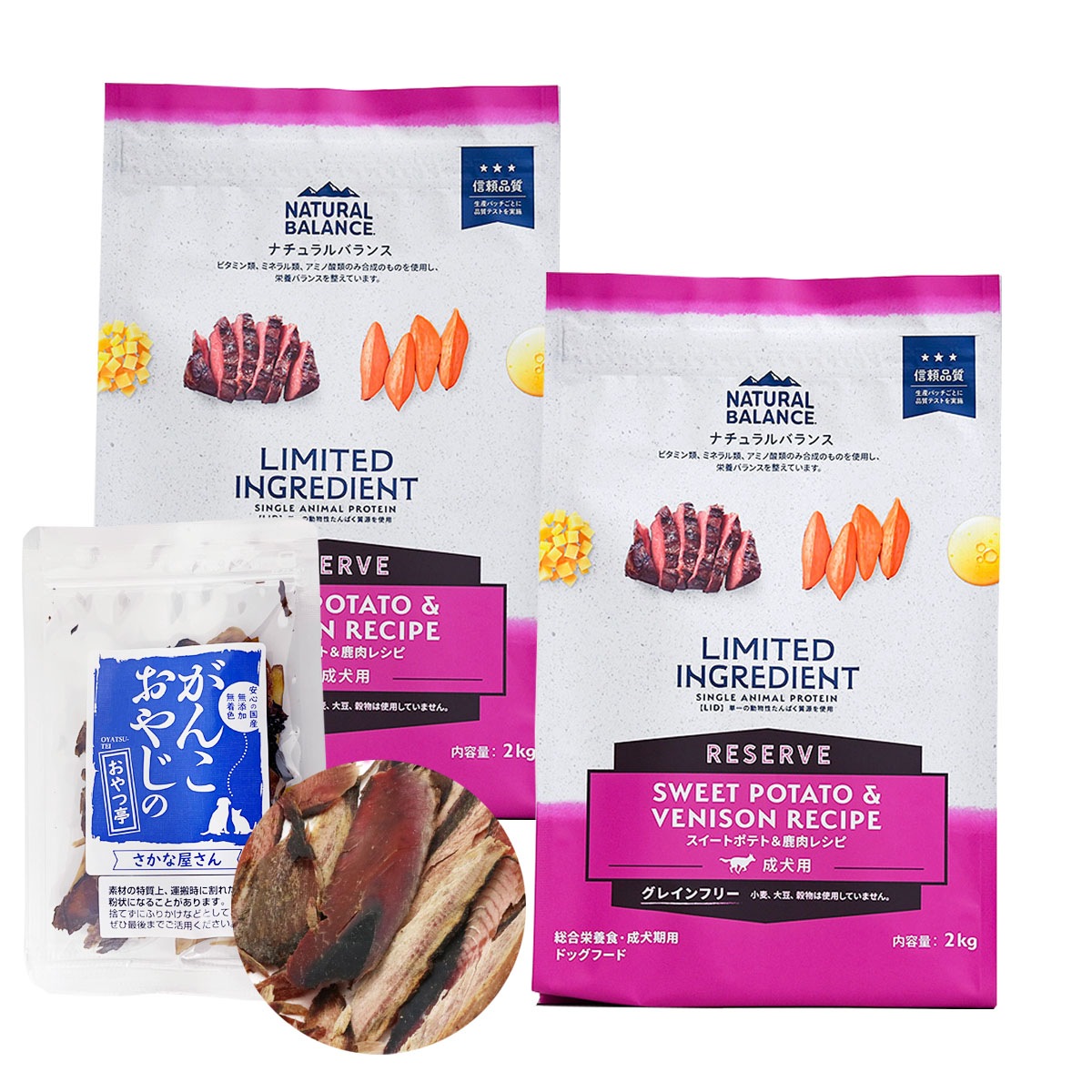 LIDグレインフリー 成犬用 スイートポテト&鹿肉 2kg×2袋【お試し国産お魚厚削り15g付き】