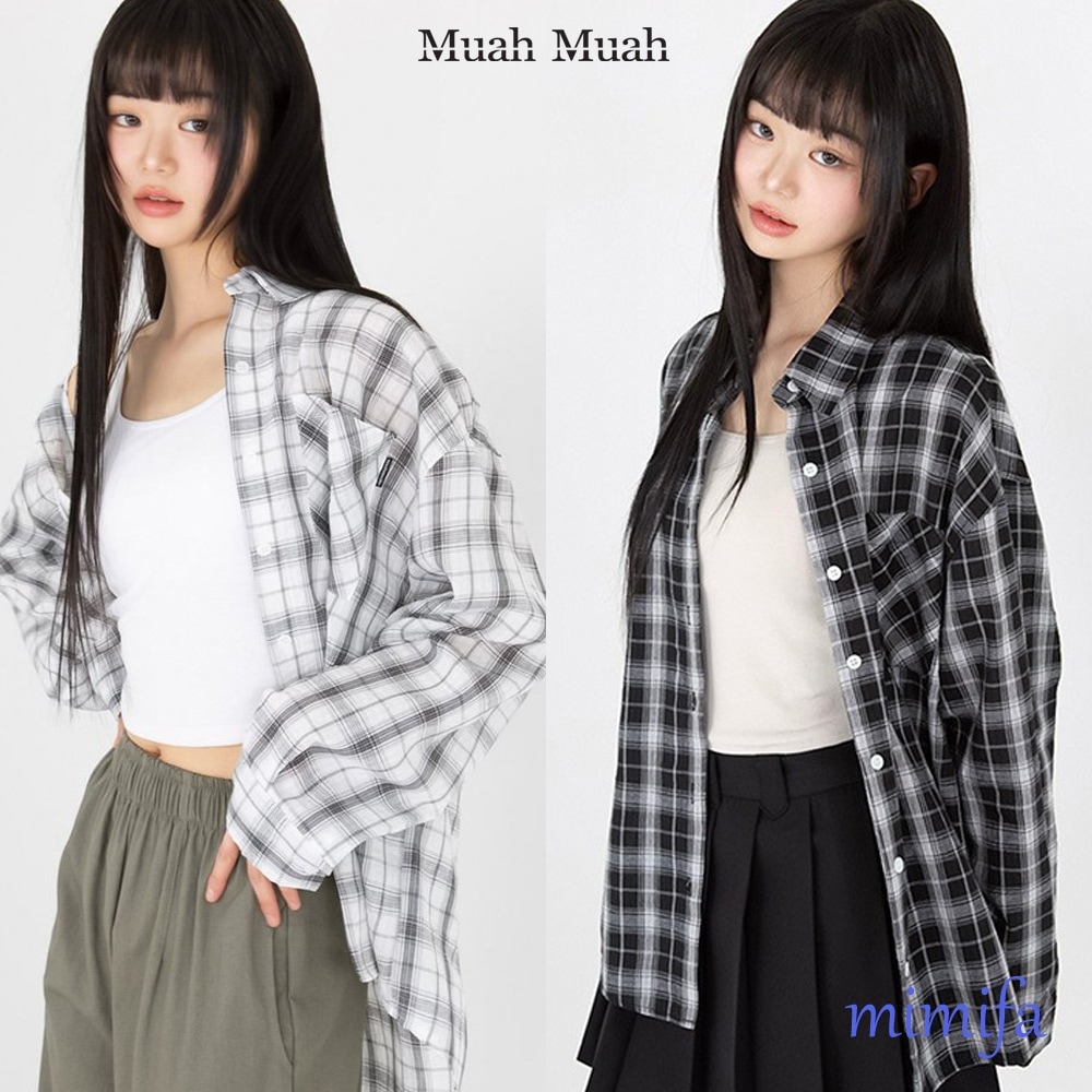 ルーズフィット チェック 長袖シャツ