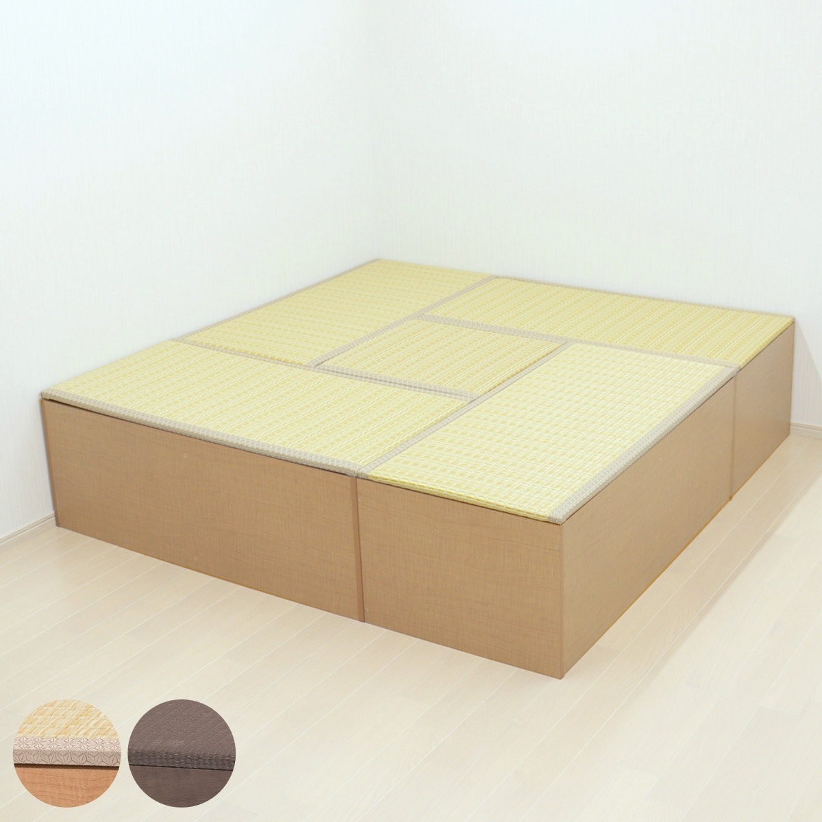 樹脂畳ユニット Aセット ハイタイプ 幅120cmx4 幅60cmx1 収納付ベンチ 高さ45cm 畳 小上がり 収納 ベンチ 収納ボックス セット 掘りごたつ 和モダン 和風 シンプル