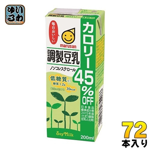 マルサンアイ 調製豆乳 カロリー45％オフ 200ml 紙パック 72本 (24本入×3 まとめ買い)