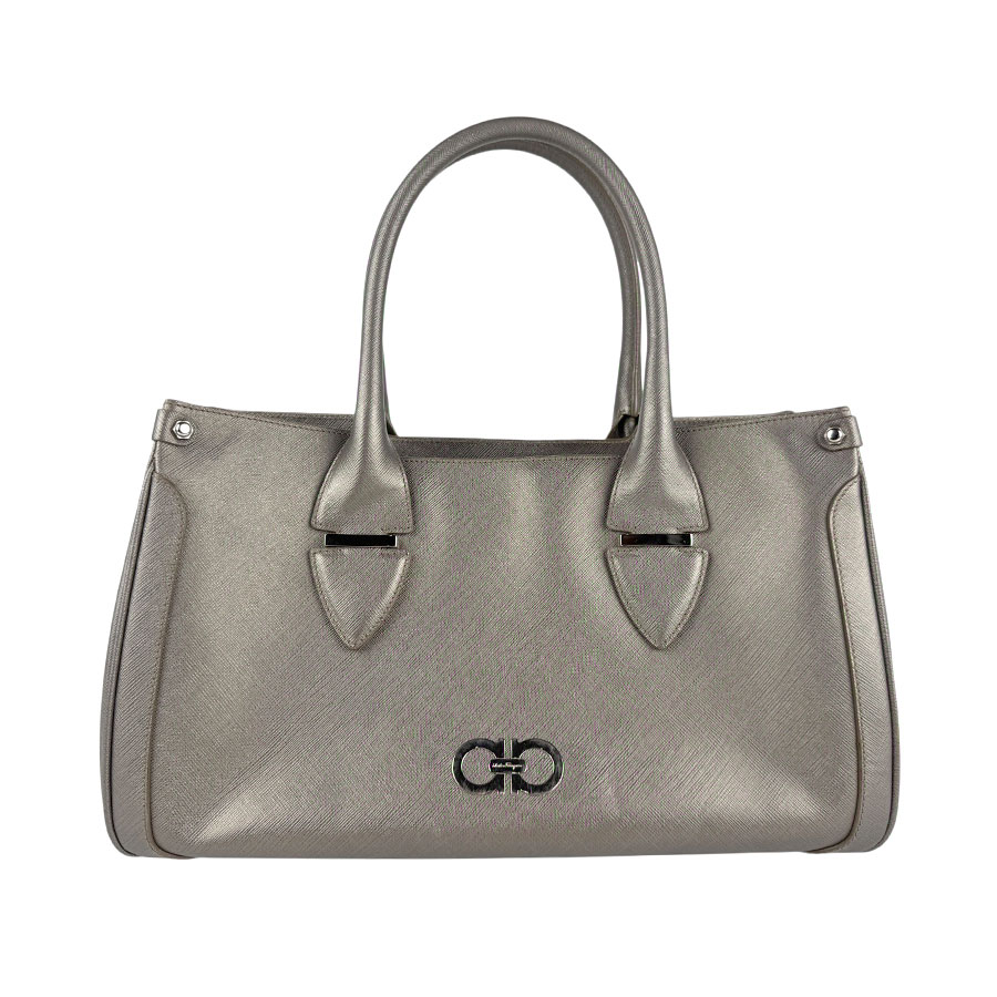 サルヴァトーレフェラガモ Salvatore Ferragamo ショルダーバッグ ガンチーニ レザー メタリックグレー レディース z6667