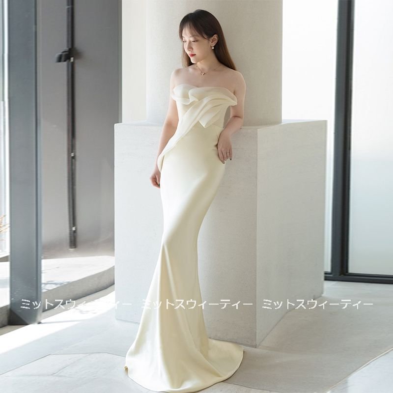 ウェディングドレス 結婚式 マーメイドラインドレス ウエディングドレス ビスチェ 二次会 花嫁 パーティードレス 披露宴 ブライダル ロングドレス シャンパン