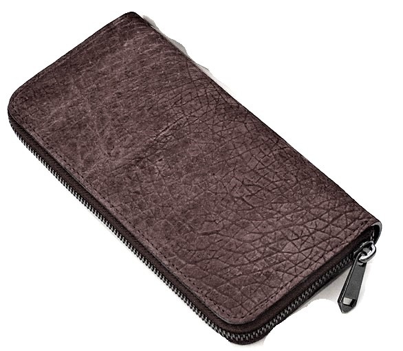 【新規OPEN】【期間限定セール】【激安】【新品未使用】ZOO　希少　ヒポポタマスレザー　カバ革　日本製　ラウンドロングウォレット　ZLW-103　濃茶 28,600円