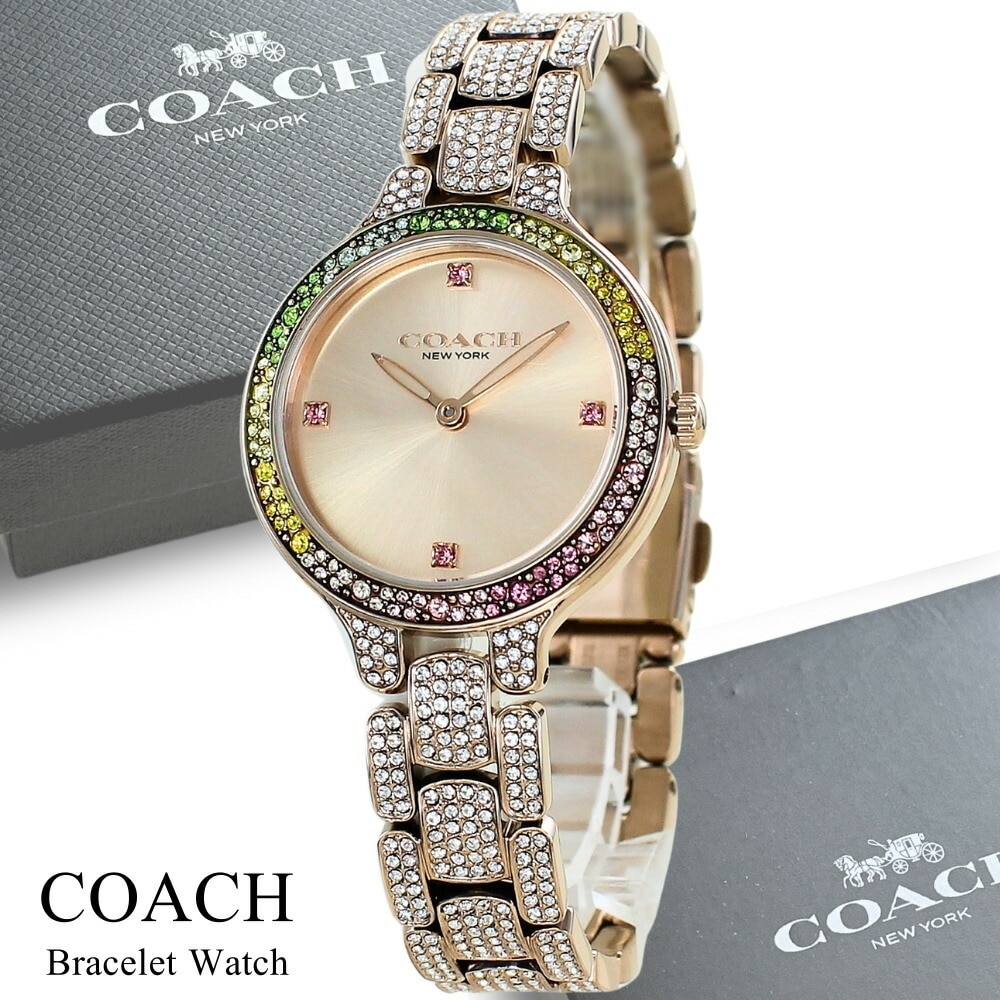 コーチ 腕時計 手表 レディース チェルシー ブランド ゴールド ステンレス クリスタル ラグジュアリー シンプル おしゃれ かわいい 2針 アナログ 時計 仕事用 プレゼント 誕生日 祝い 記念日