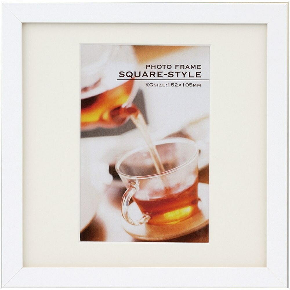 （まとめ買い）木製スクエアフォトフレーム KG ホワイト フ-TQW-201-W [x3]