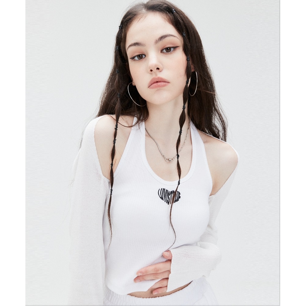 ラブイズトゥルー 4/28 発送   [返品無料] SUN ロゴホルターネックトップ (ホワイト)