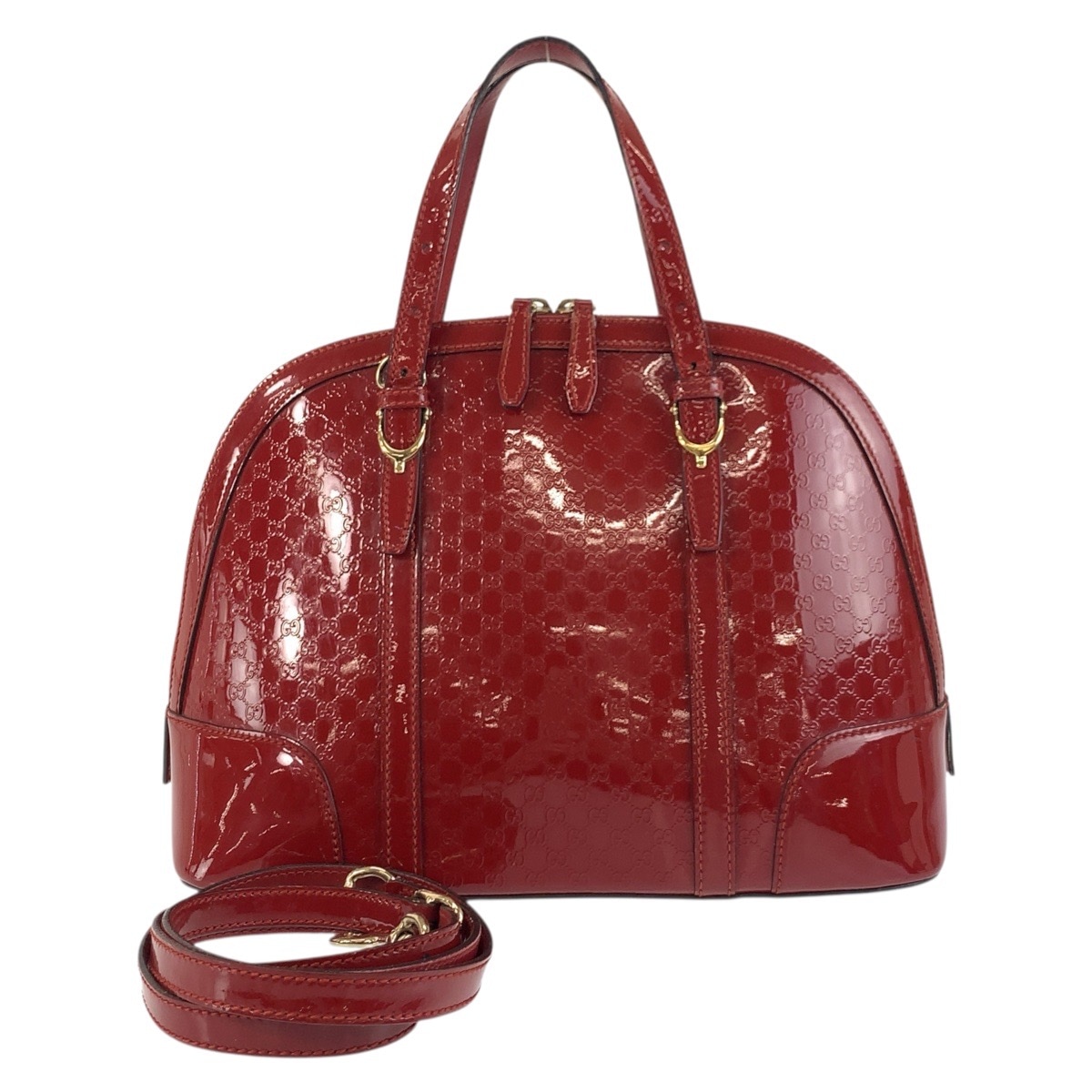 マイクログッチシマ レッド ゴールド金具 エナメル 309617 ハンドバッグ ショルダーバッグ 2way レディース 502713