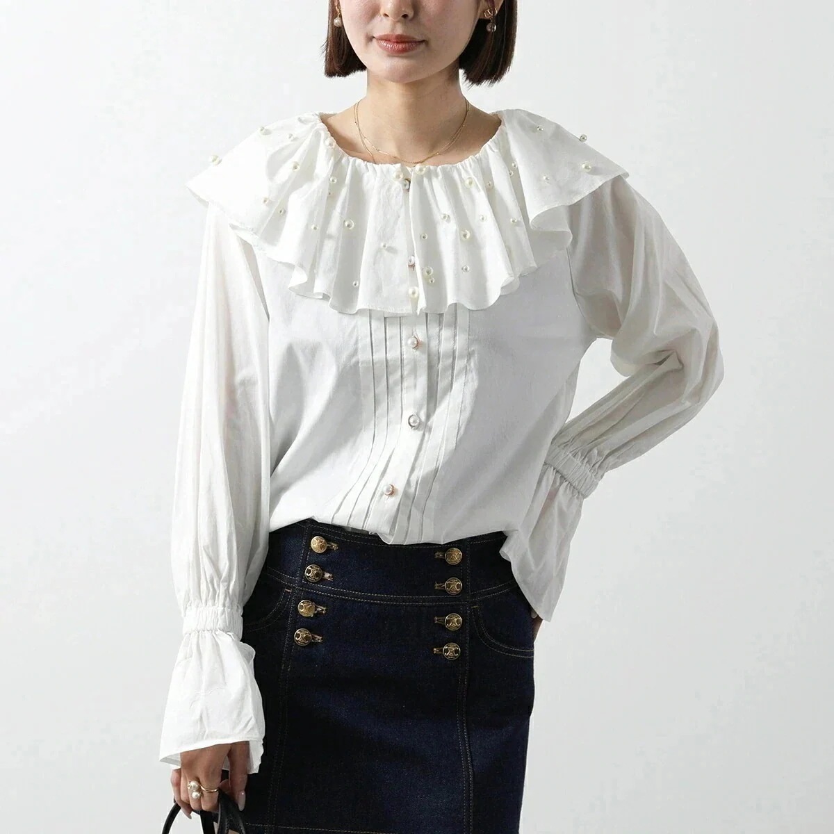 Sister Jane シスタージェーン ブラウス VICTORIA PEARL BLOUSE BLD154 レディース 長袖 シャツ パール 装飾 フリルカラ 【ts】