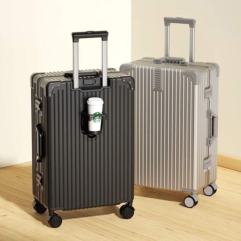 20/24/26インチ 男女学生用荷物スーツケース大容量丈夫で耐久性のあるウォーターカップホルダーアルミフレーム特大トラベルコードボックス