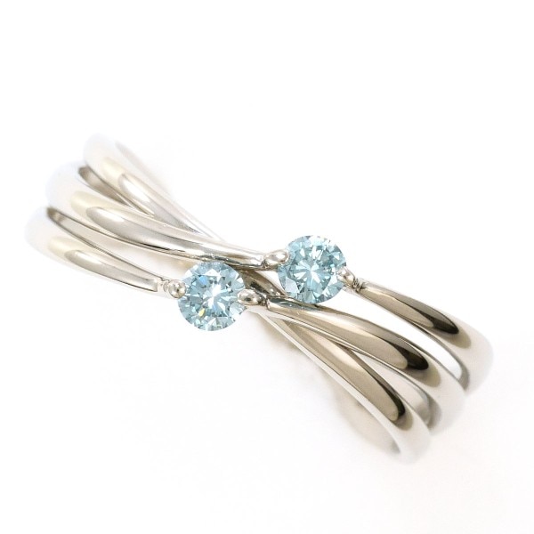 PT900 プラチナ リング 指輪 12号 ブルーダイヤ 0.15 ジュエリー 中古