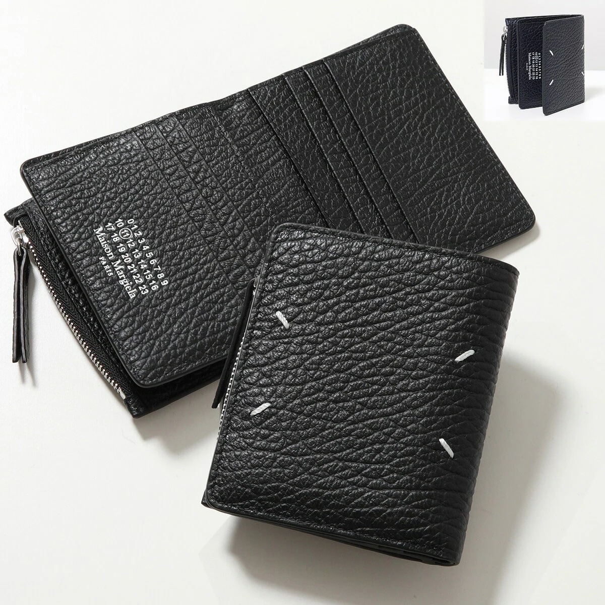 MAISON MARGIELA メゾンマルジェラ 二つ折り財布 SA1UI0023 P4455 メンズ レザー 小銭入れ付き ステッチ ミニ財布 カラー4色 SA1UI0023P4455T8013