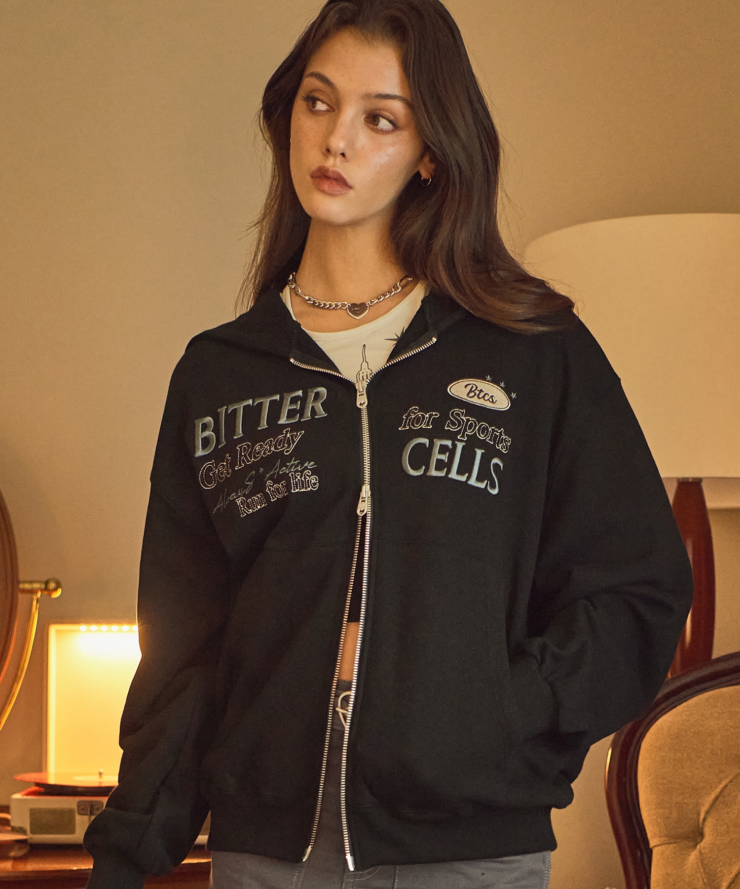 【BITTERCELLS】 NOIR HOOD ZIP UP(OVERFIT) : 4COLOR 11,628円