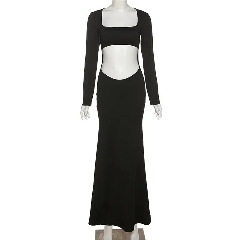 黒の長袖マタニティドレス マキシ衣装 ホルタートップ 写真撮影用のマキシ衣装 結婚式の写真 妊婦 コレクション Black L