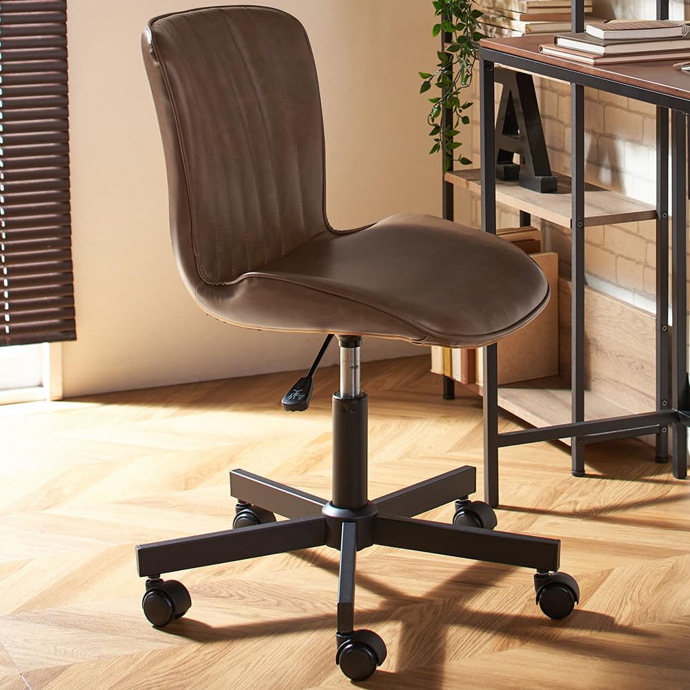 アイリスプラザ(IRIS PLAZA) ヴィンテージ風デザインワークチェア 長時間座っても疲れにくいウレタン入り座面 床を傷つけにくいウレタンキャスター採用 工具不要 簡単組み立て ワンタッチ昇降レバ