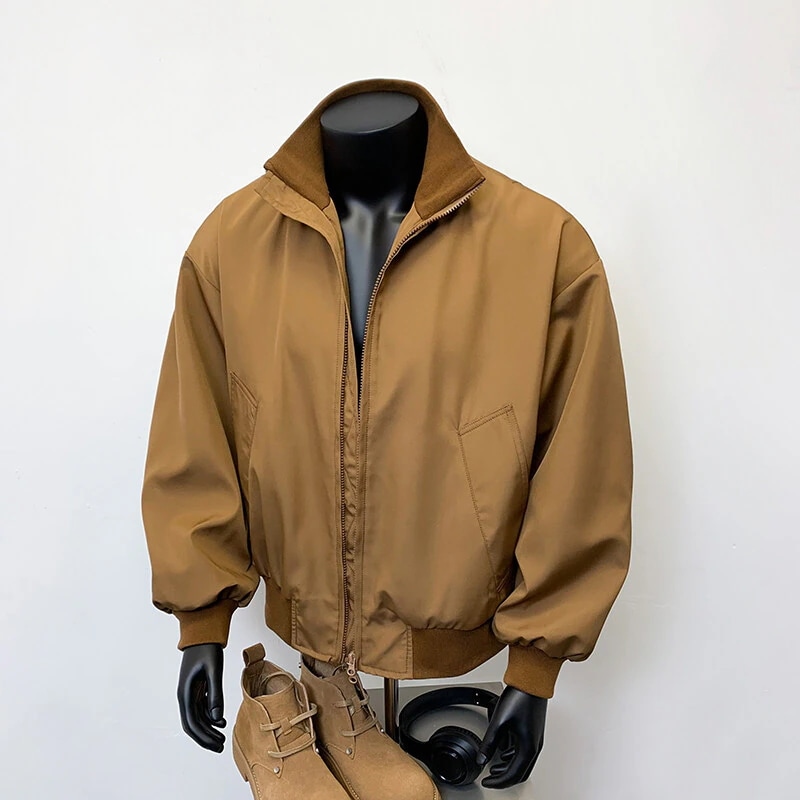 メンズファッション 百掛け カジュアル アメリカンレトロジャケットジャケットスプリングニュースタンドカラー野球ユニフォームショートトップ12