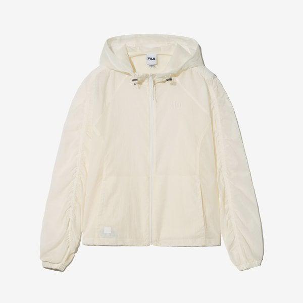 [FILA] 軽量リップストップ シャーリングフード付きウインドブレーカー (FS2JKH2152F_OWH)